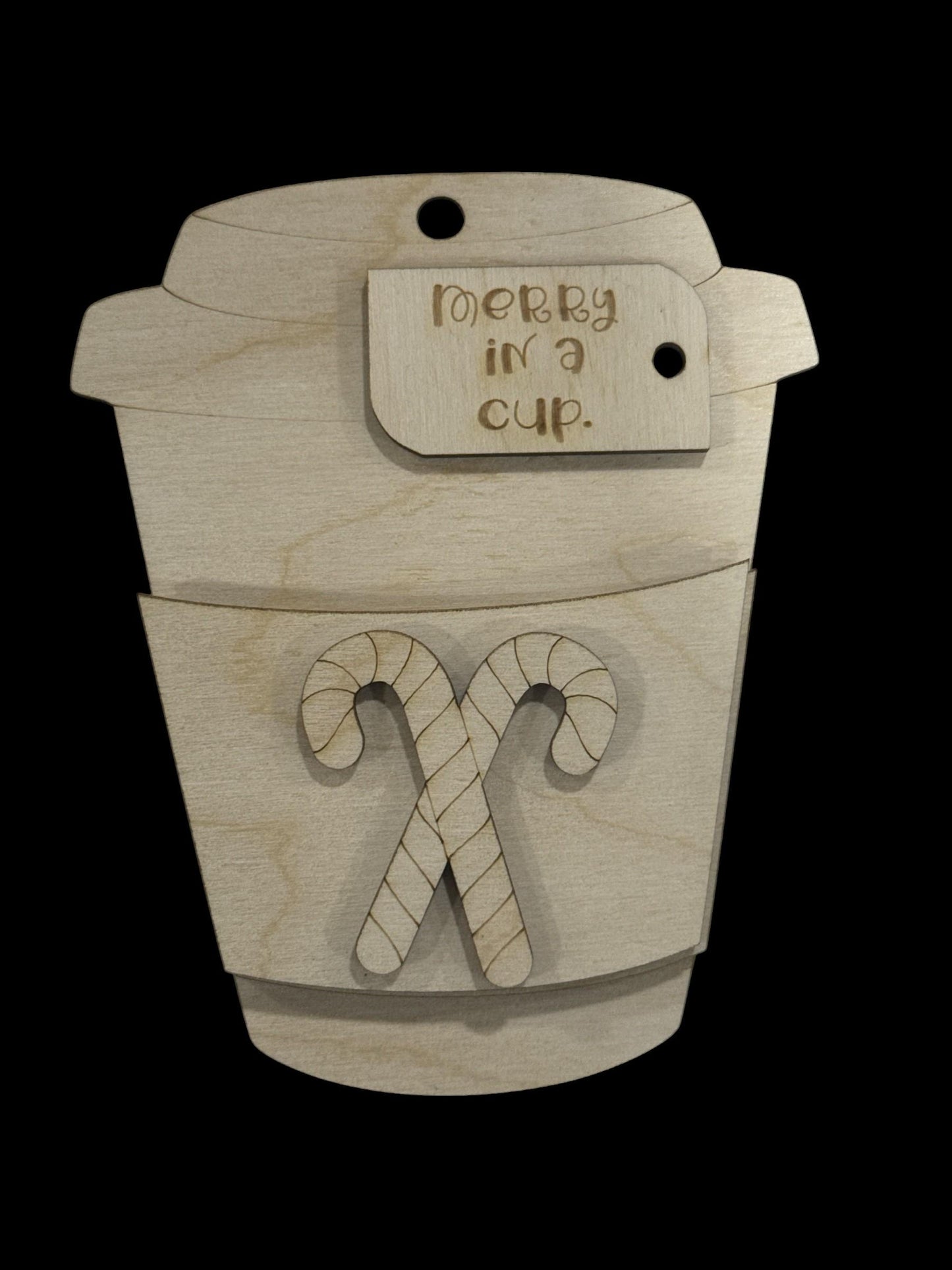 DIY Coffee Cup Gift Card Holder, Merry Christmas, Merry in a Cup card holder, DIY Unfinished Gift Card Holder, Candy Cane