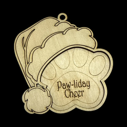 DIY Dog Ornament with Santa Hat, Dog Ornament, Dog Paw with Sayings, Merry Woofmas, Happy Palidays, Jingle Paws, Paw-liday Cheer, love dogs
