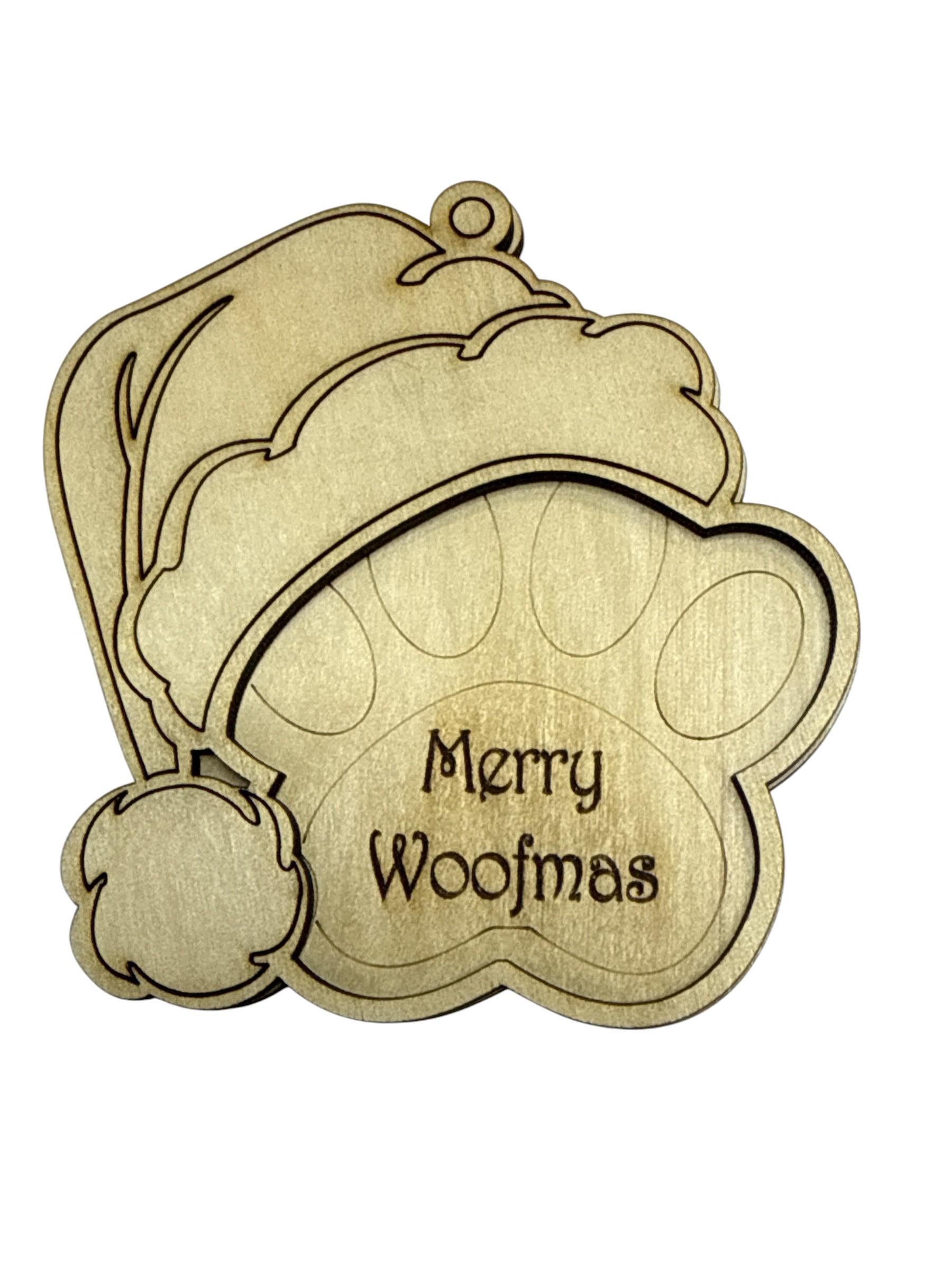 DIY Dog Ornament with Santa Hat, Dog Ornament, Dog Paw with Sayings, Merry Woofmas, Happy Palidays, Jingle Paws, Paw-liday Cheer, love dogs