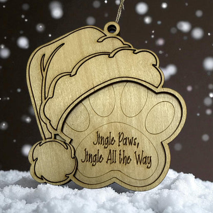 DIY Dog Ornament with Santa Hat, Dog Ornament, Dog Paw with Sayings, Merry Woofmas, Happy Palidays, Jingle Paws, Paw-liday Cheer, love dogs