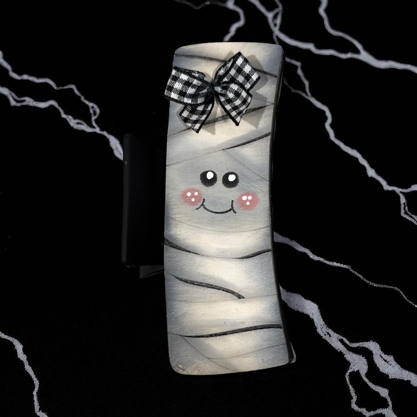 Mummy Ghost DIY Wood Laser Blank Hair Clip Pieces, Wooden Hair Clip, Wood is Ready to Paint, Laser Cut Claw Clip, Unfinished, 2" and 4"