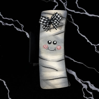 Mummy Ghost DIY Wood Laser Blank Hair Clip Pieces, Wooden Hair Clip, Wood is Ready to Paint, Laser Cut Claw Clip, Unfinished, 2" and 4"