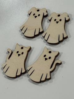 Dog and Cat Ghost Earrings DIY, DIY Unfinished Birch Wood, Craft Jewelry, Halloween Earrings, Ghost Pet Ghost, Spooky Earring Unfinished