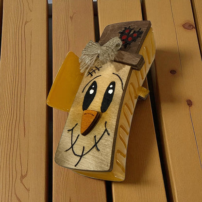 4" Scarecrow Hair Claw Clip: Wooden Fall Accessory, Hand-painted claw clip, Fall Season Scarecrow Claw Clip, Adorable Scarecrow
