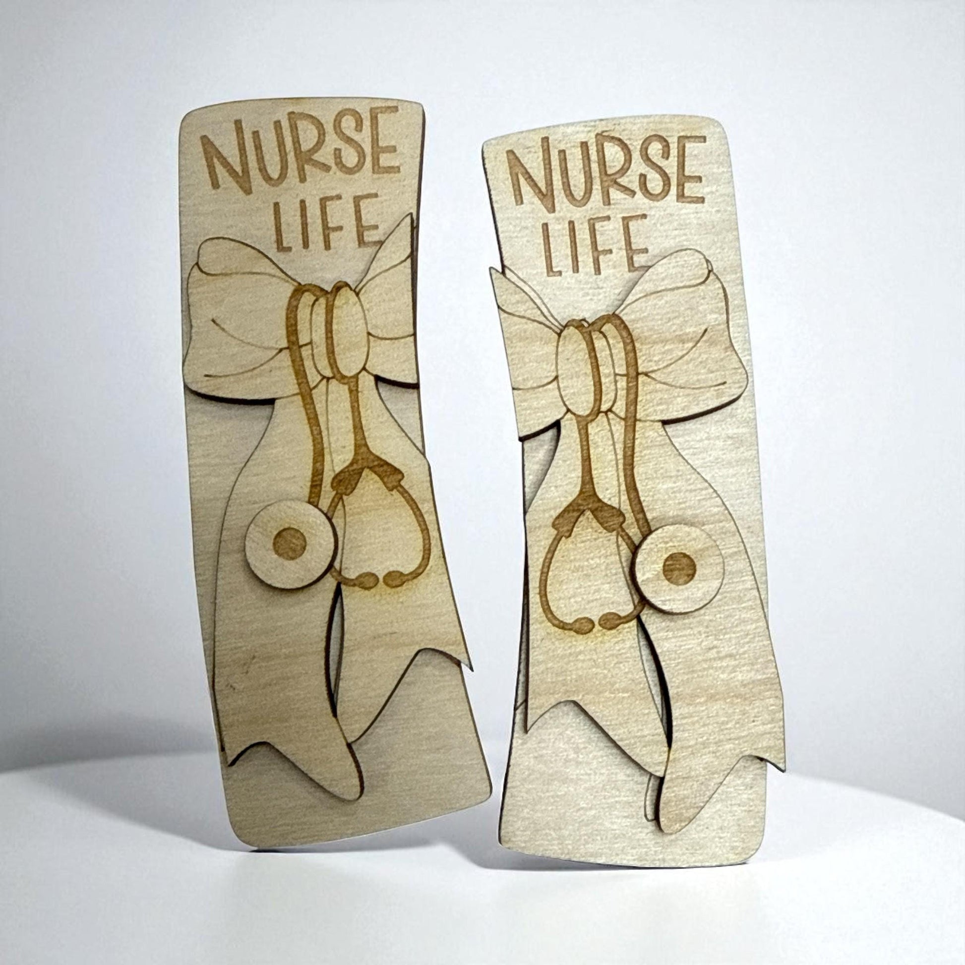 DIY Nurse Hair Clip Pieces: Unfinished Wood Laser Cut Blanks, Nurse Claw Clip Blanks, Nurse with Bow, Unfinished Wood
