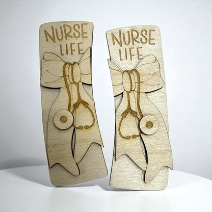 DIY Nurse Hair Clip Pieces: Unfinished Wood Laser Cut Blanks, Nurse Claw Clip Blanks, Nurse with Bow, Unfinished Wood