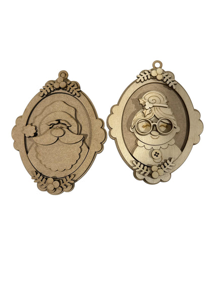 Unfinished Santa & Mrs. Claus Ornament: DIY Christmas Tree Decoration