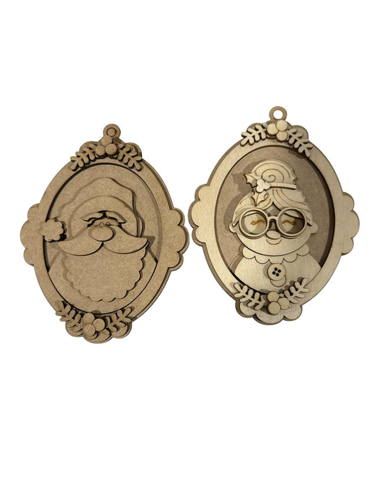 Unfinished Santa & Mrs. Claus Ornament: DIY Christmas Tree Decoration