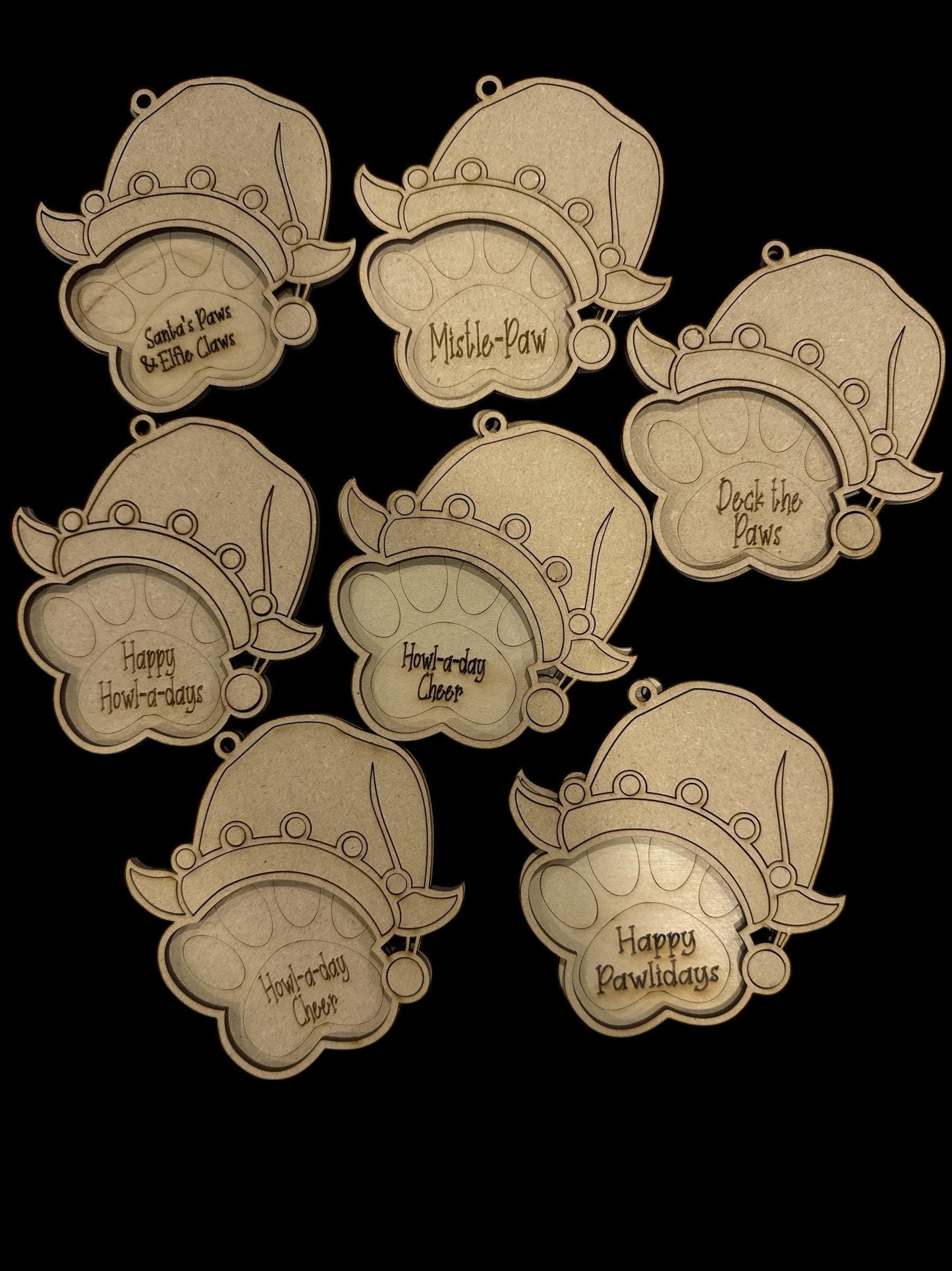 DIY Dog Elf Ornament with Elf hat, Dog Ornament, Dog Paw with Sayings, Merry Woofmas, Happy Palidays, Jingle Paws,