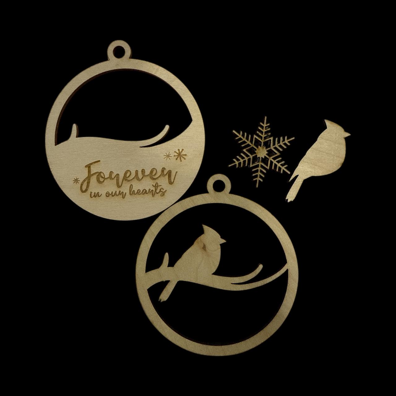 DIY Memorial Cardinal Ornament, Unfinished Wood Snowflake Keepsake, Cardinal Ornament, In Memory Of, Forever in our heart, snowflake w/ bird