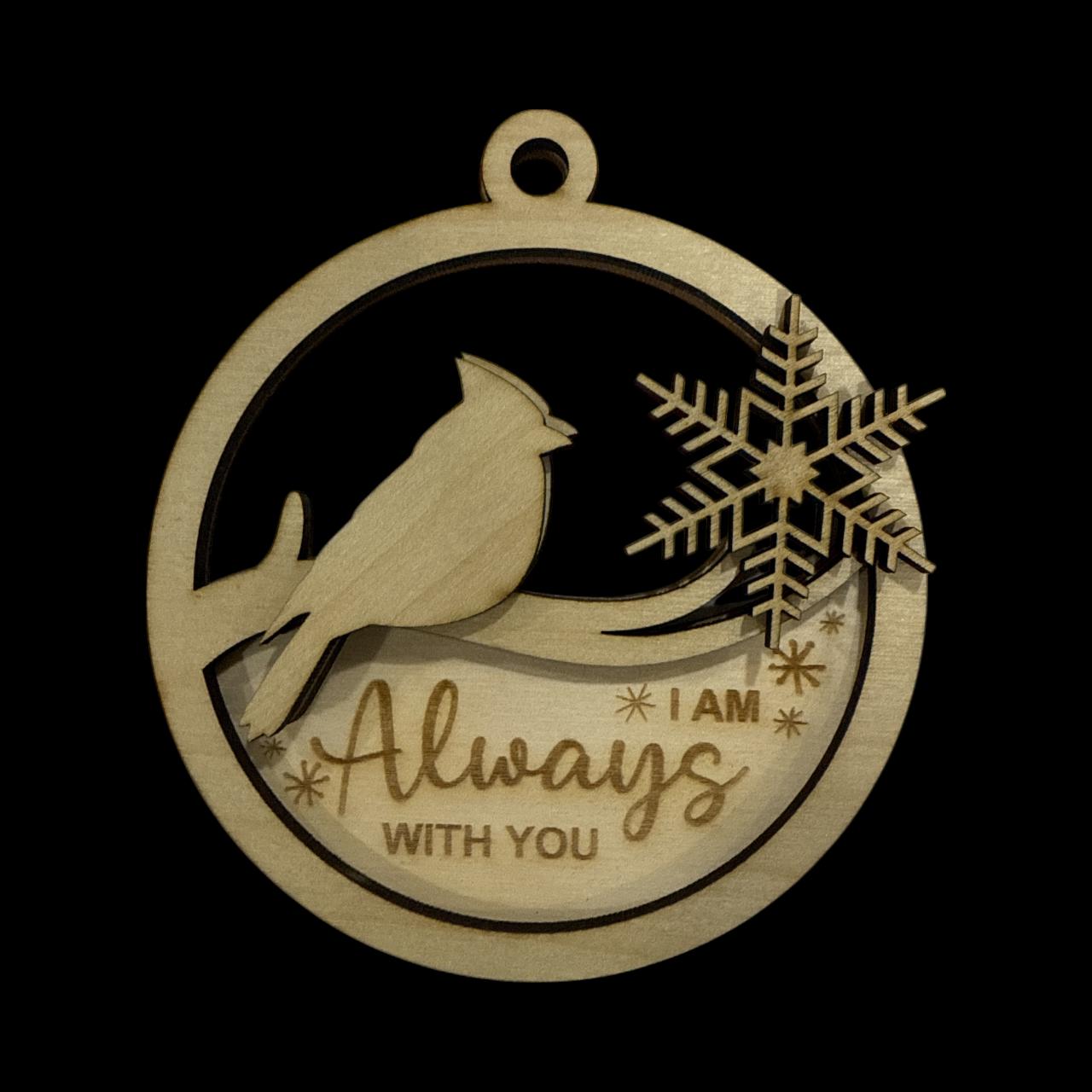 DIY Memorial Cardinal Ornament, Unfinished Wood Snowflake Keepsake, Cardinal Ornament, In Memory Of, Forever in our heart, snowflake w/ bird