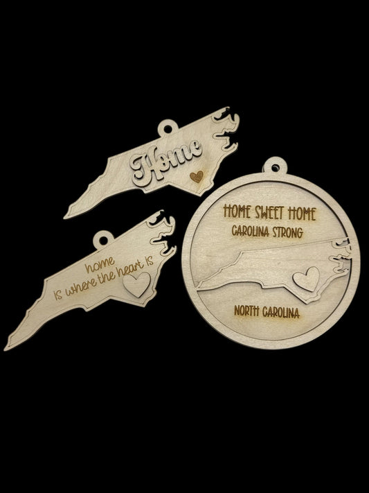 Unfinished Wood North Carolina State Charm: DIY Car or Bag Charm