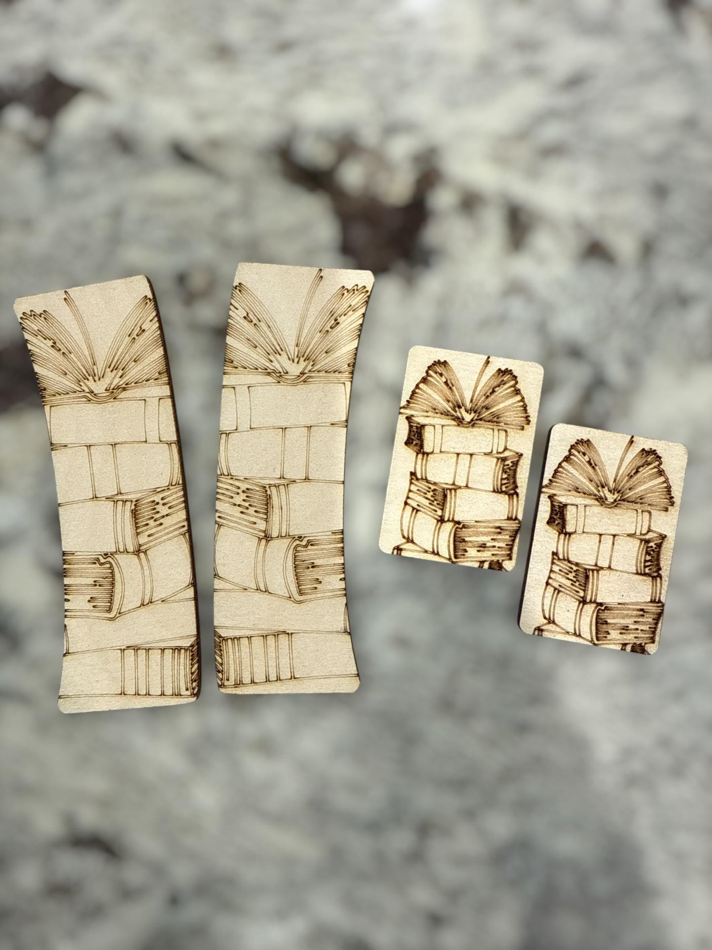 DIY Books Stack Clip Laser Blank Hair Clip Pieces, books, Wooden Blank Clip, Wood is Ready to Paint, Laser Cut , Claw Clip, Book Lovers
