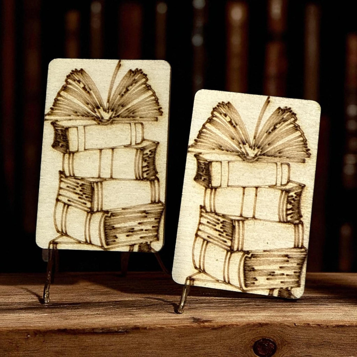 DIY Books Stack Clip Laser Blank Hair Clip Pieces, books, Wooden Blank Clip, Wood is Ready to Paint, Laser Cut , Claw Clip, Book Lovers