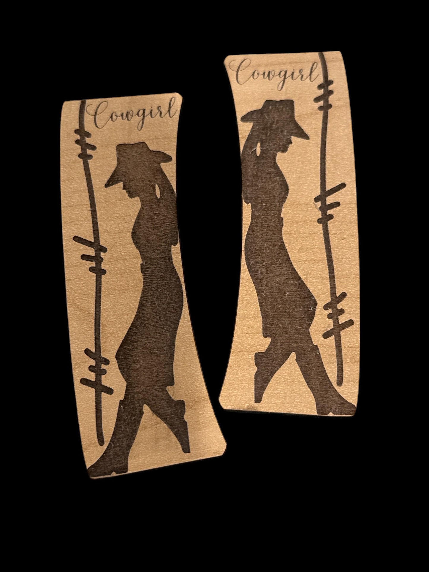 DIY Cowgirl Clip Laser Blank Hair Clip Pieces, Cowboy Wooden Blank Clip, Wood is Ready to Paint, Laser Cut, Claw Clip, Cowboy silhouette