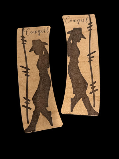 DIY Cowgirl Clip Laser Blank Hair Clip Pieces, Cowboy Wooden Blank Clip, Wood is Ready to Paint, Laser Cut, Claw Clip, Cowboy silhouette