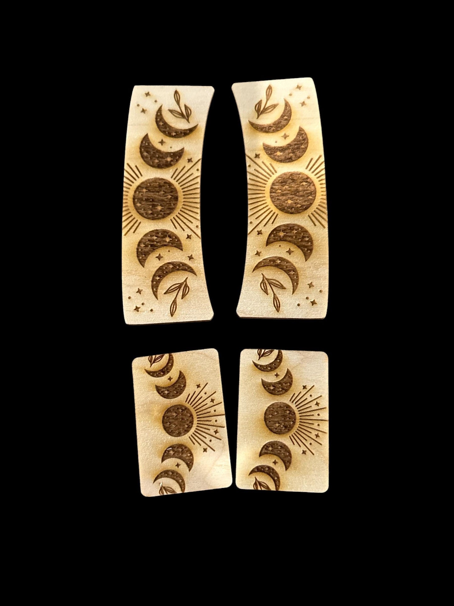 DIY Moon Phases Clip Laser Blank Hair Clip Pieces, Moon Shapes Wooden Blank Clip, Wood is Ready to Paint, Laser Cut , Claw Clip. 2" and 4"