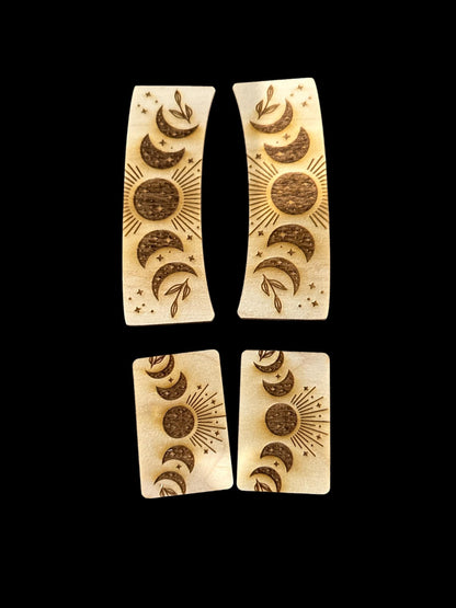 DIY Moon Phases Clip Laser Blank Hair Clip Pieces, Moon Shapes Wooden Blank Clip, Wood is Ready to Paint, Laser Cut , Claw Clip. 2" and 4"