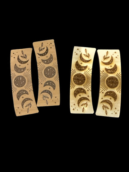 DIY Moon Phases Clip Laser Blank Hair Clip Pieces, Moon Shapes Wooden Blank Clip, Wood is Ready to Paint, Laser Cut , Claw Clip. 2" and 4"