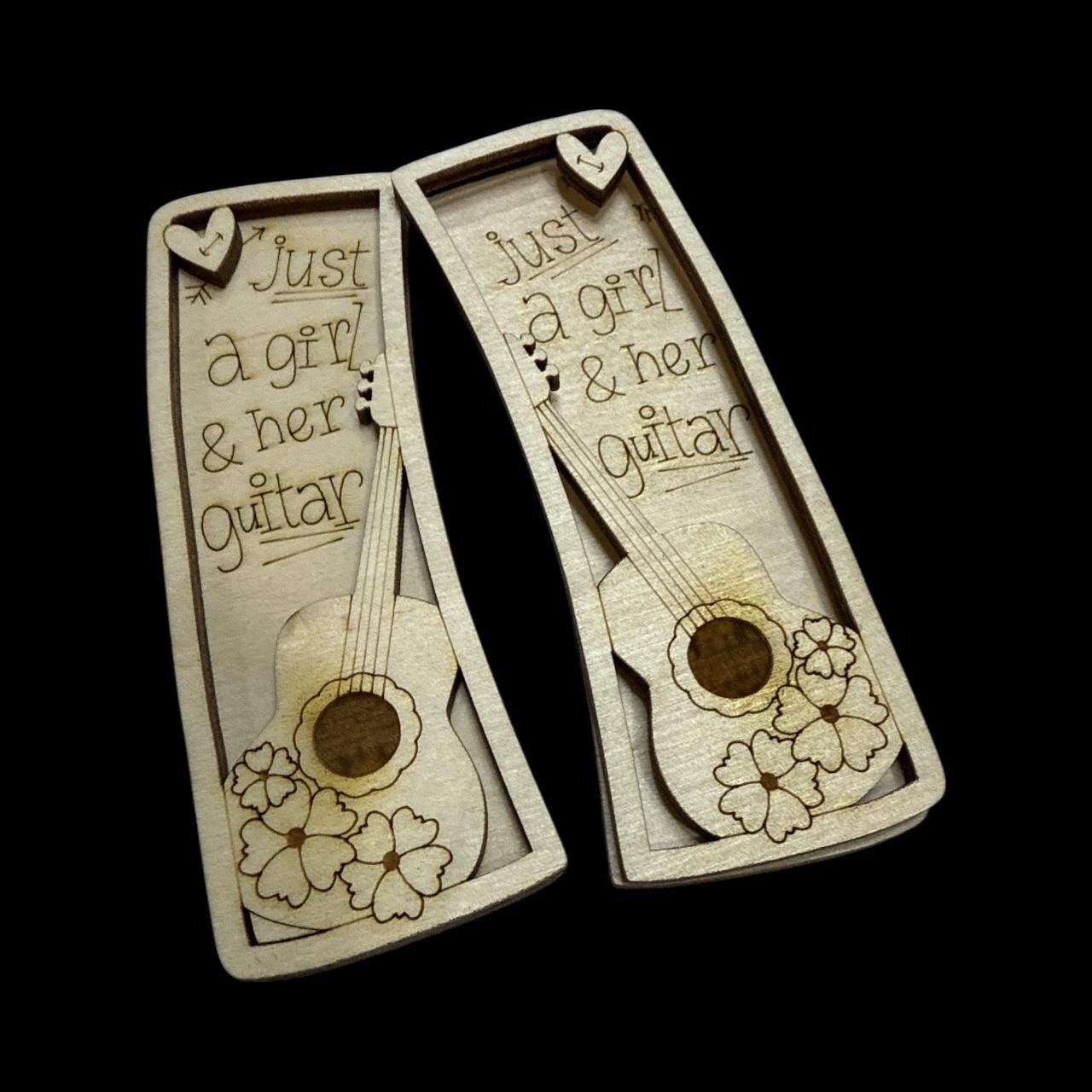Guitar DIY Claw Clip DIY, Just a Girl and Her Guitar Claw Clip, Unfinished Teacher Clip, Wood to Paint, Laser Claw Clip, DIY, Unfinished