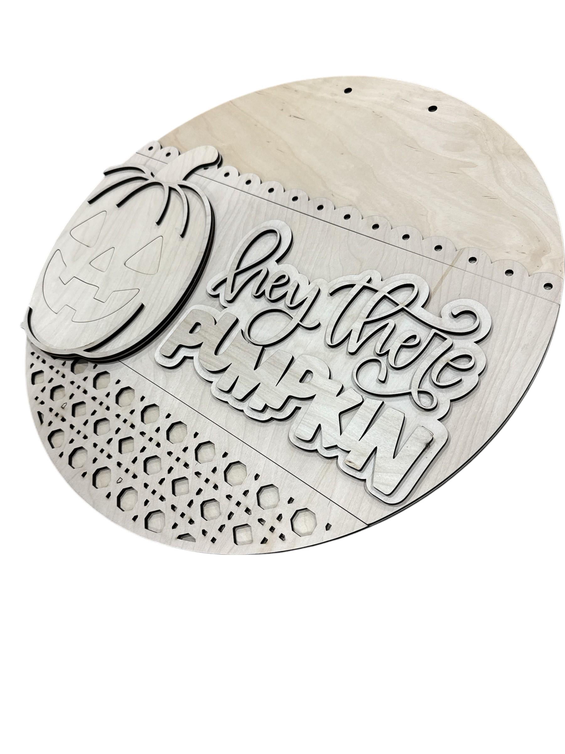 DIY Hello There Pumpkin Door Hanger, Unfinished Pumpkin Door Hanger: DIY Fall Craft Project