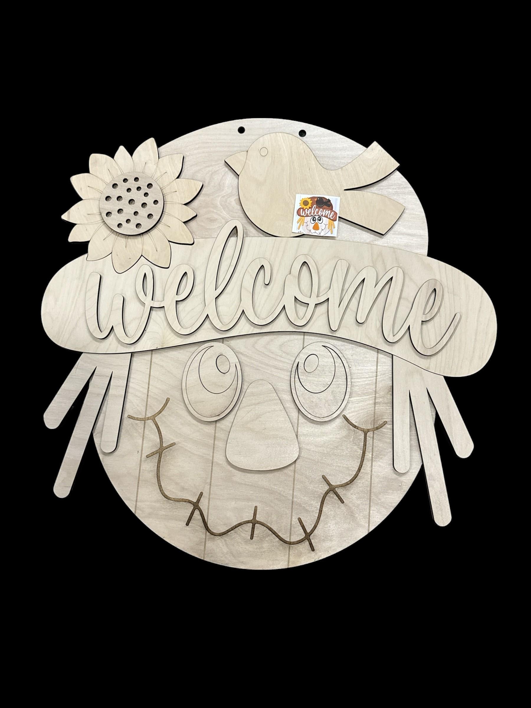 DIY Scarecrow Door Hanger: Unfinished Birch Wood Fall Craft