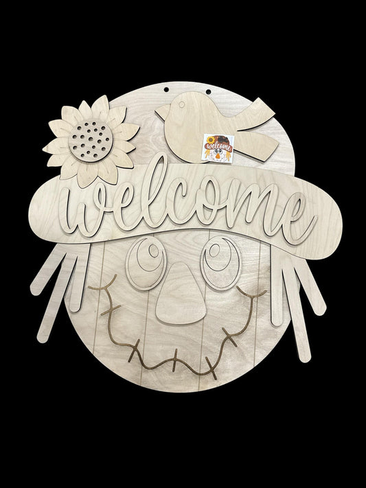 DIY Scarecrow Door Hanger: Unfinished Birch Wood Fall Craft