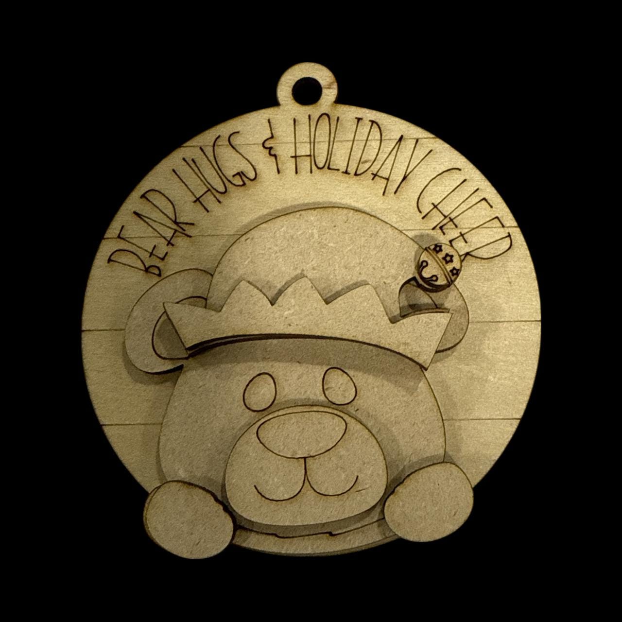 Unfinished Wood Bear Ornament: Bear ornaments unfinished, DIY Christmas Craft, Rustic Holiday Decor, cute bear, Beary Christmas