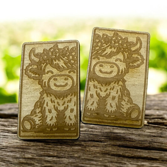 DIY Highland Cow Clip Laser Blank Hair Clip Pieces, Highland Cow Wooden Blank Clip, Wood is Ready to Paint, Laser Cut, Claw Clip. 2" and 4"