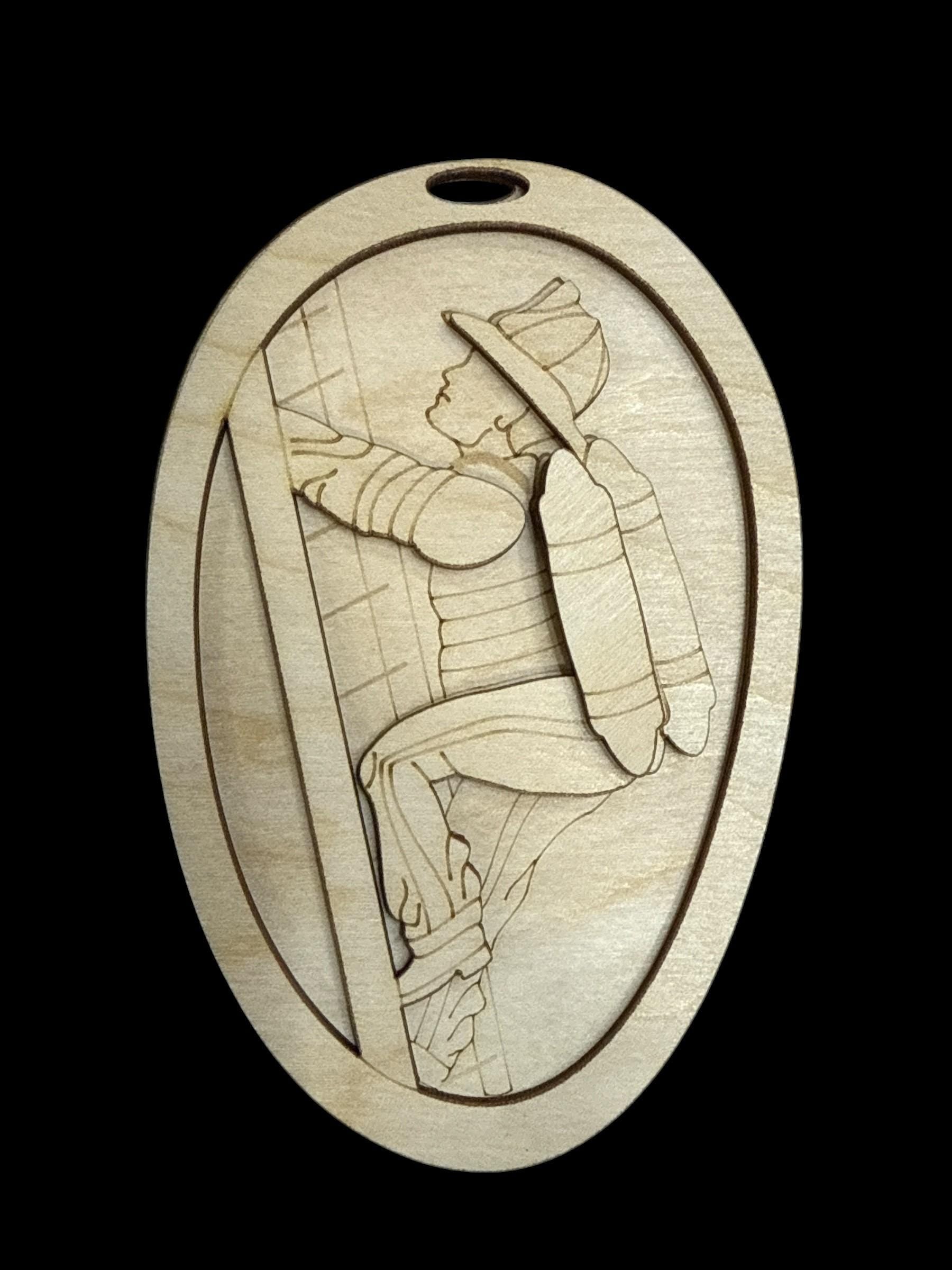 Fireman DIY Unfinished Charm or Ornament, Wooden Fireman Charm, Blank Fireman Ornament, DIY Car Accessories, Fireman Ornament DIY