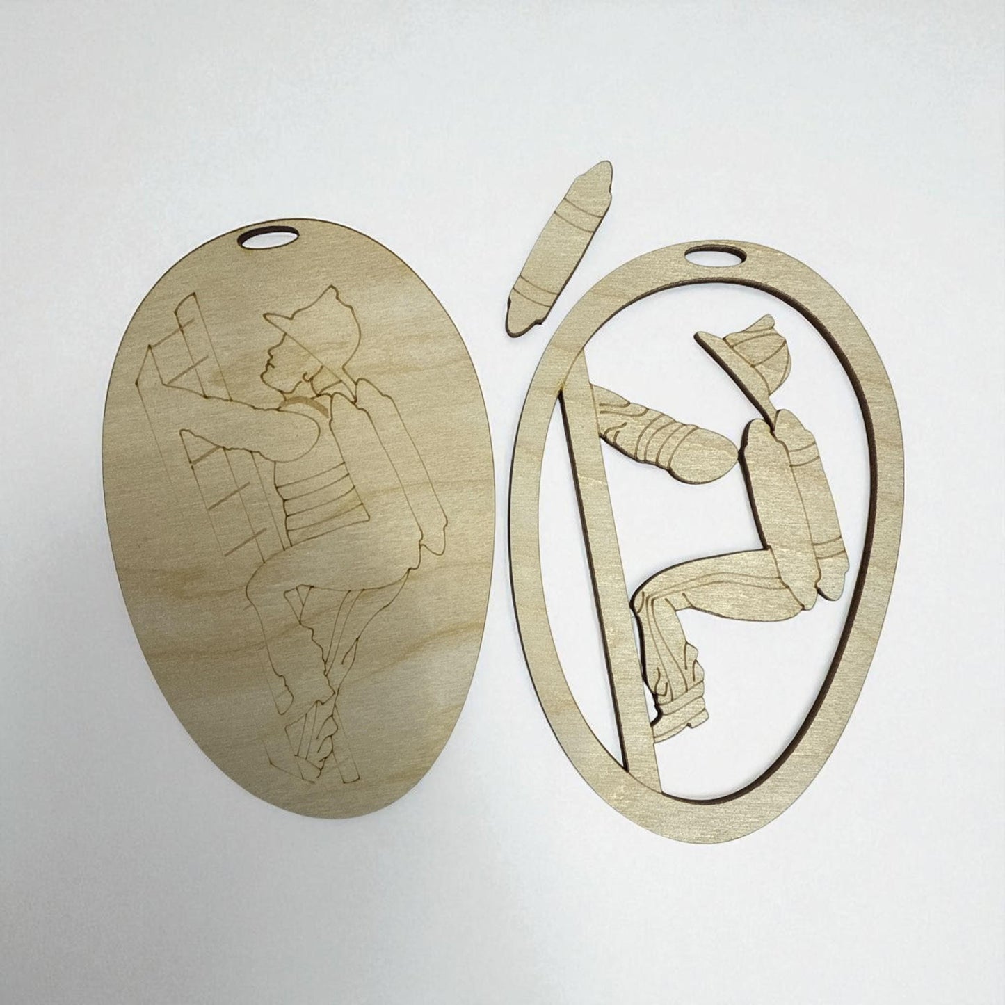 Fireman DIY Unfinished Charm or Ornament, Wooden Fireman Charm, Blank Fireman Ornament, DIY Car Accessories, Fireman Ornament DIY