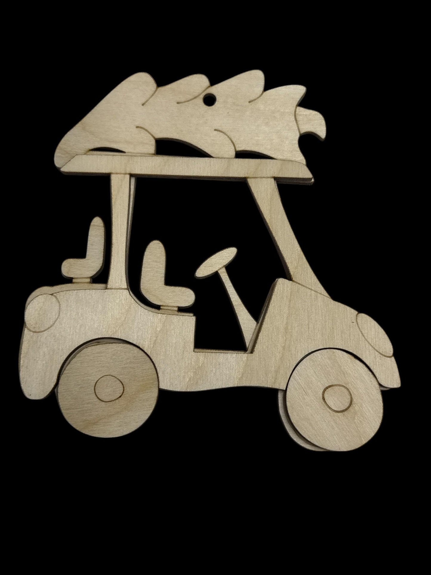 DIY Golf Cart Ornament, DIY Unfinished Wood Blanks, Golf Car Charm, Christmas Ornaments for Crafts, Car Charm, Personalized, Golf Cart