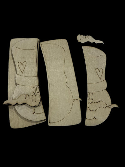 DIY Snowman w heart Claw Clip, Wood Snowman Hair Clip Pieces, Laser Cut Blanks, Snowman Claw Clip, Unfinished wood