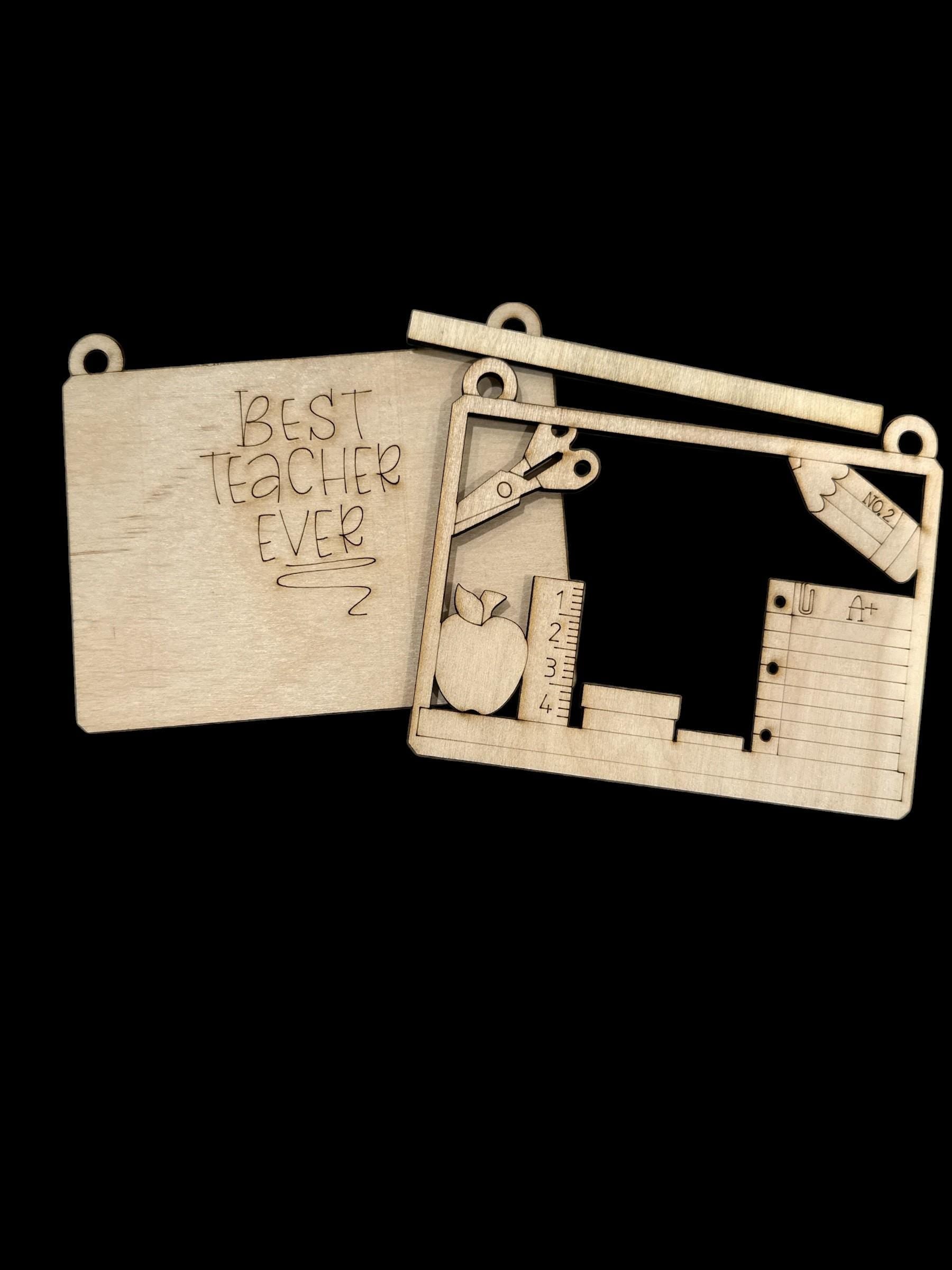 DIY Best Teacher Ever Ornament, Teacher Notepad Ornament Unfinished, Wooden Ornaments, Unfinished, Teacher Ornament, Ornament DIY