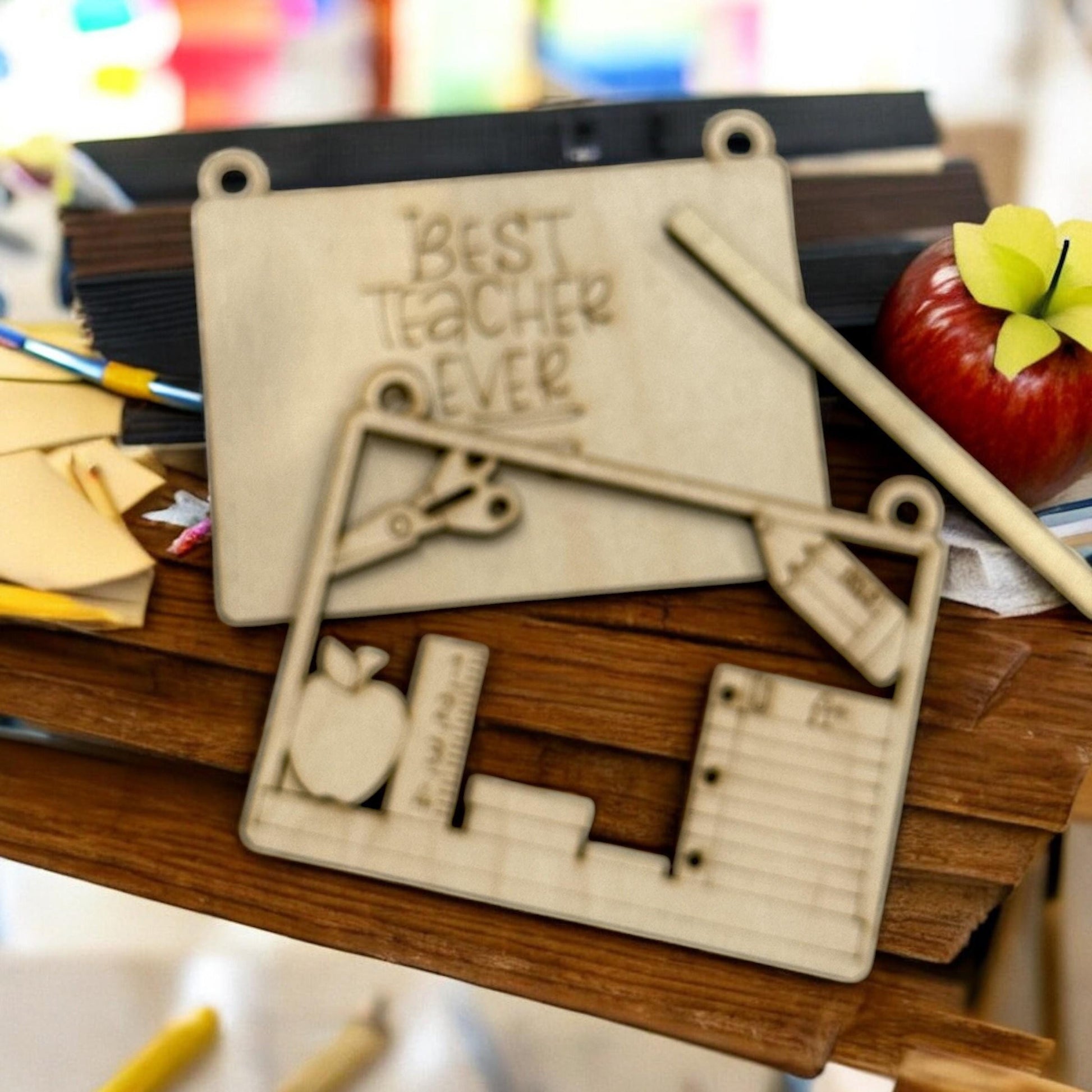 DIY Best Teacher Ever Ornament, Teacher Notepad Ornament Unfinished, Wooden Ornaments, Unfinished, Teacher Ornament, Ornament DIY