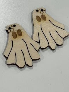 Ghost Earrings DIY, DIY Unfinished Birch Wood, Craft Jewelry, Halloween Earrings, Ghost Flower DIY Earrings, Spooky Earring Unfinished