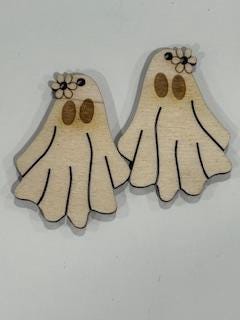 Ghost Earrings DIY, DIY Unfinished Birch Wood, Craft Jewelry, Halloween Earrings, Ghost Flower DIY Earrings, Spooky Earring Unfinished