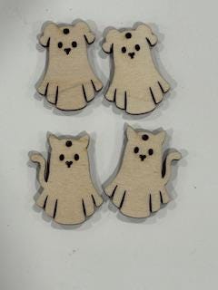 Dog and Cat Ghost Earrings DIY, DIY Unfinished Birch Wood, Craft Jewelry, Halloween Earrings, Ghost Pet Ghost, Spooky Earring Unfinished