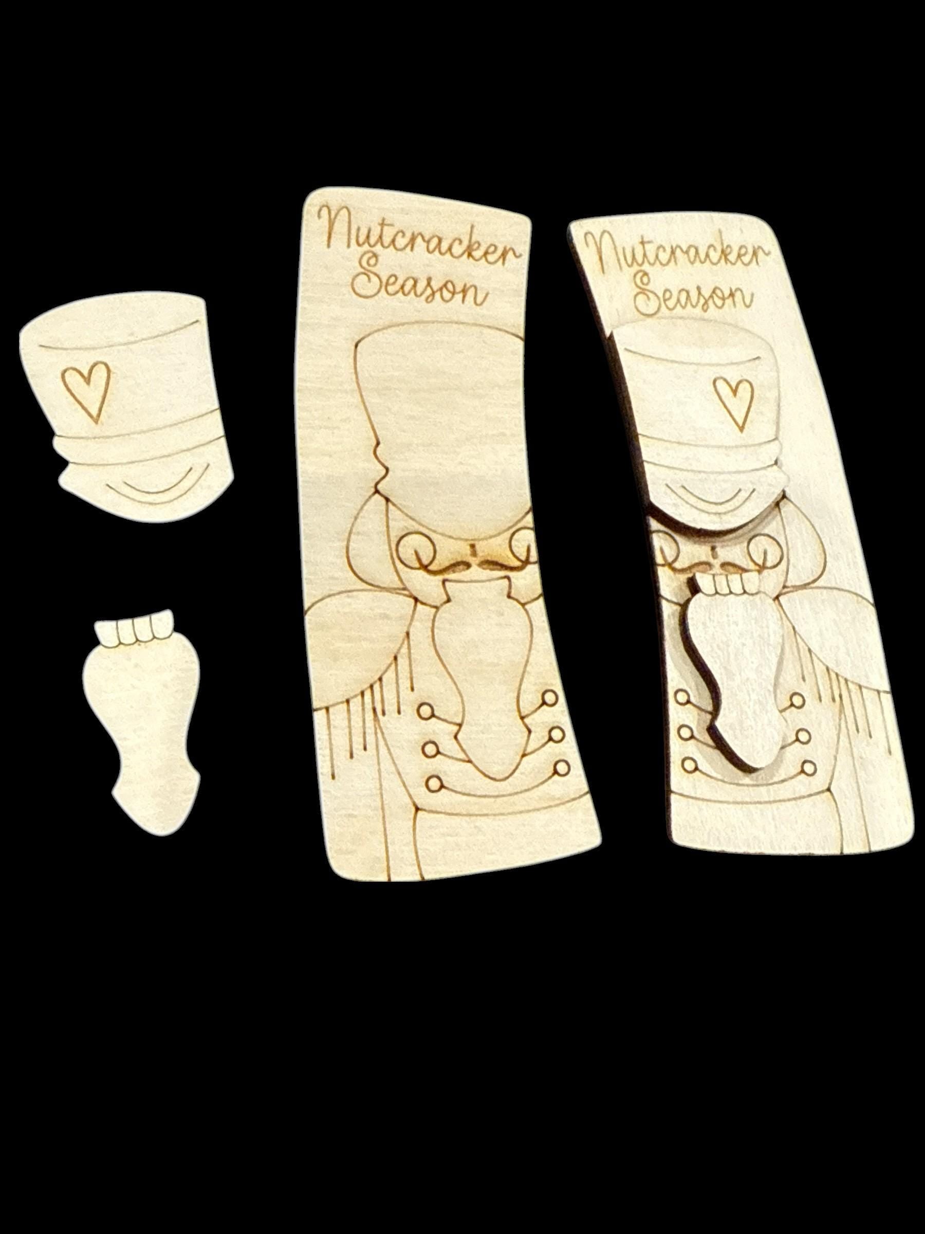 Nutcracker DIY Wood Laser Blank Hair Clip Pieces, Unfinished Hair Clip, Wood is Ready to Paint, Laser Cut Christmas DIY Wooden Clip