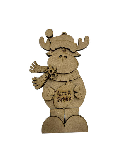 DIY Moose Ornaments Unfinished Wood, DIY Christmas Craft, Rustic Holiday Decor, Moose Ornaments, Moose Unfinished Ornament, Merry Moosemas