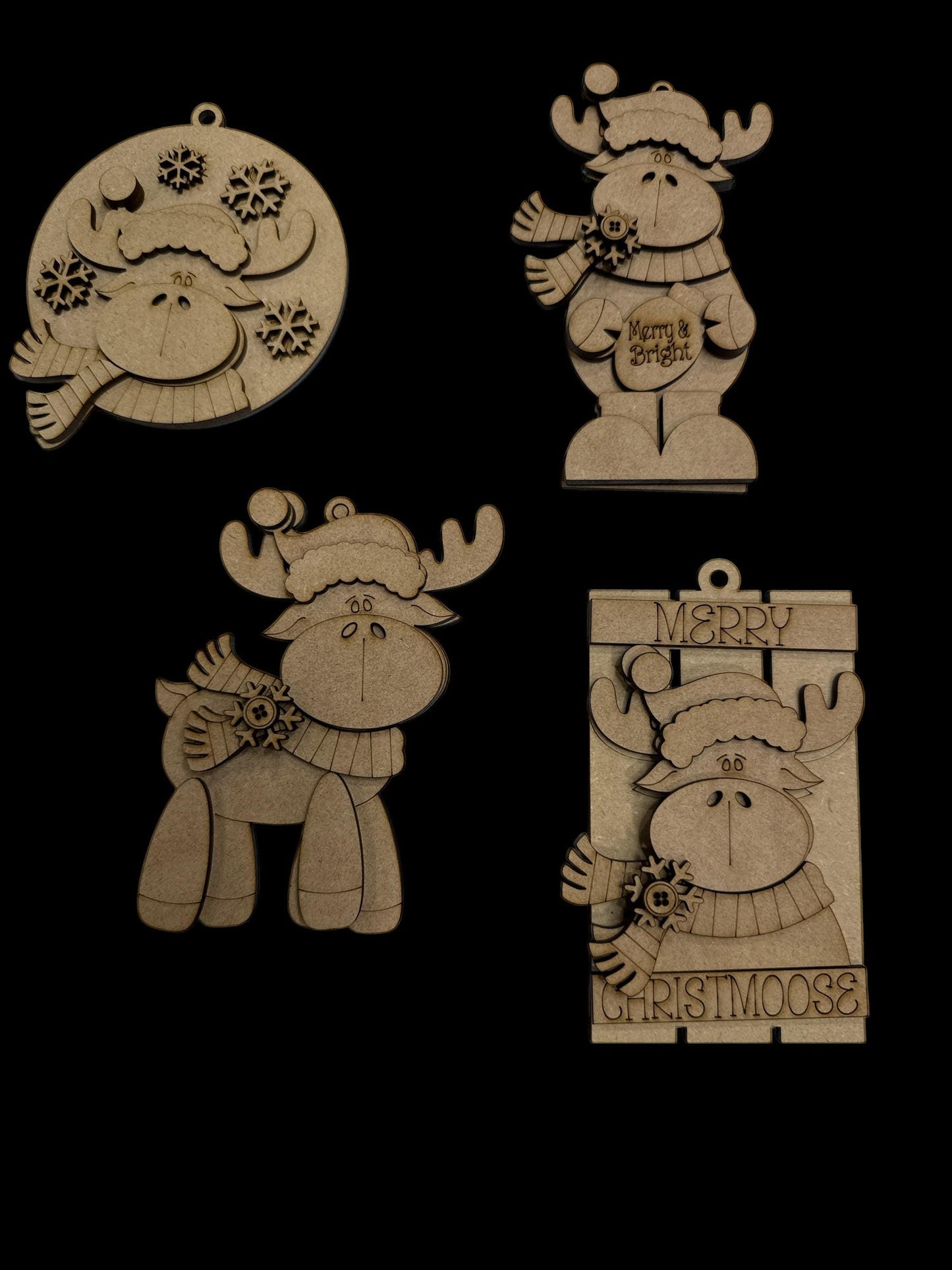 DIY Moose Ornaments Unfinished Wood, DIY Christmas Craft, Rustic Holiday Decor, Moose Ornaments, Moose Unfinished Ornament, Merry Moosemas