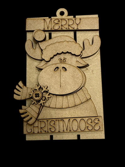 DIY Moose Ornaments Unfinished Wood, DIY Christmas Craft, Rustic Holiday Decor, Moose Ornaments, Moose Unfinished Ornament, Merry Moosemas