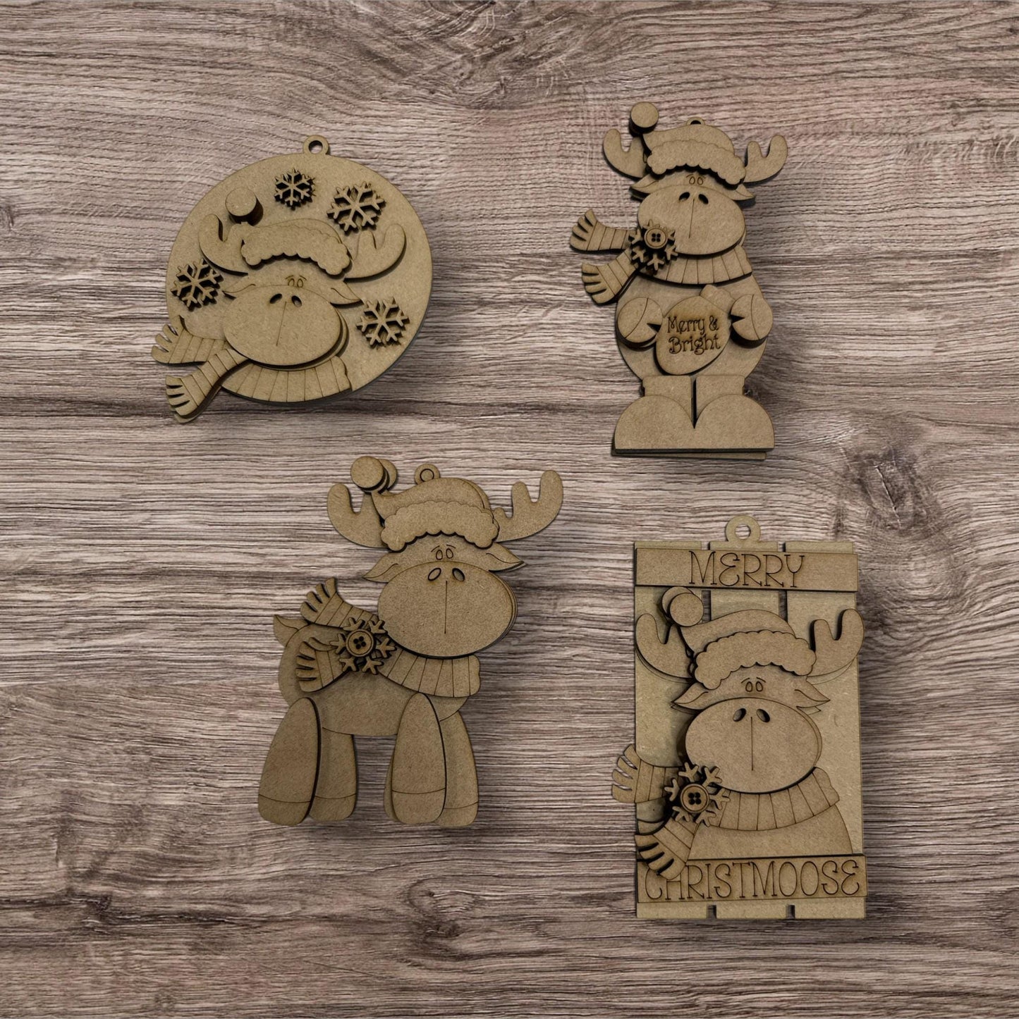 DIY Moose Ornaments Unfinished Wood, DIY Christmas Craft, Rustic Holiday Decor, Moose Ornaments, Moose Unfinished Ornament, Merry Moosemas