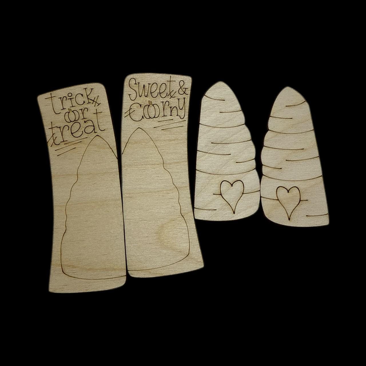 Trick or Treat Candy Corn DIY Wood Laser Blank Hair Clip Pieces, Unfinished Hair Clip, Wood is Ready to Paint, Halloween 4", Candy Corn