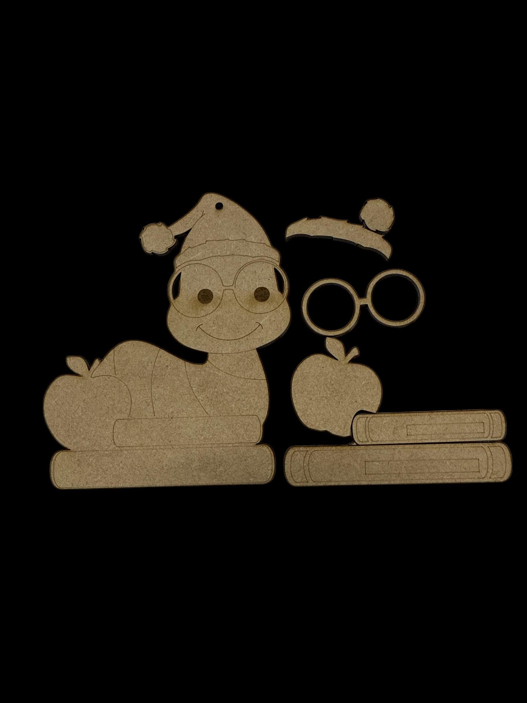 Bookworm Apple Ornament, Apple Bookworm for Teacher Ornament, DIY Christmas, Personalized Ornament, Kids, Teachers