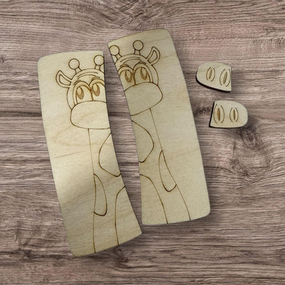 Giraffe DIY Wood Laser Blank Hair Clip Pieces, Unfinished Hair Clip, Wood is Ready to Paint, Giraffe Claw Clip DIY, Unfinished 4" Claw