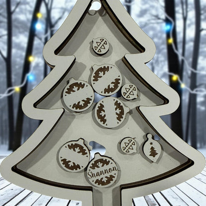 DIY Tree Shaker Ornament: Unfinished Acrylic & Wood, Customize, Layered Ornament, Acrylic Ornament, Snowflake Family, Christmas, Whimsical