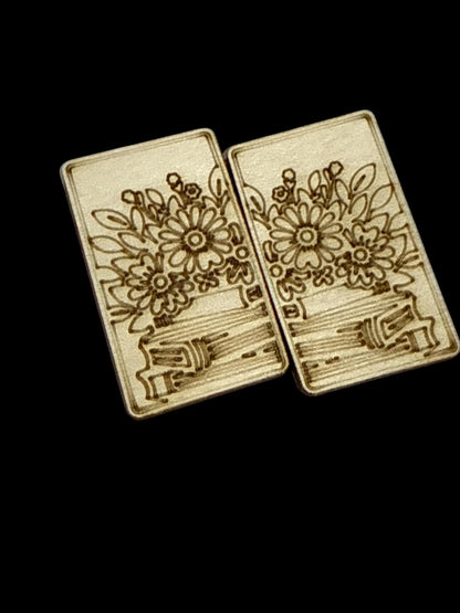 DIY flowers and books Clip Laser Blank Hair Clip Pieces, books Wooden Blank Clip, Wood is Ready to Paint, Laser Cut , Claw Clip