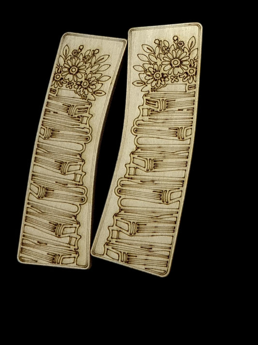 DIY flowers and books Clip Laser Blank Hair Clip Pieces, books Wooden Blank Clip, Wood is Ready to Paint, Laser Cut , Claw Clip