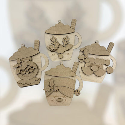 DIY North Pole Cocoa Mugs, Unfinished Santa and Friends